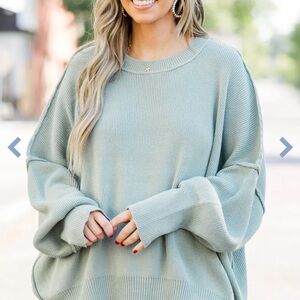 Chic Soul Relaxed Fit Mint Sweater